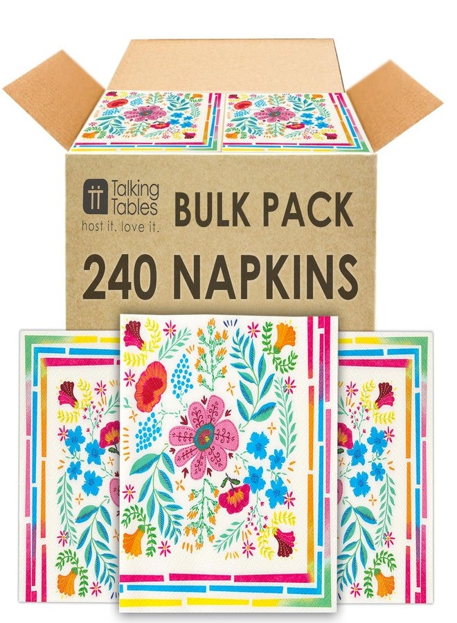 توكينج تيبلز ٢٤٠ منديل ورقي ملون للاستخدام مرة واحدة للحفلات، مناديل مزخرفة بنقوش زهرية للديكوباج، مناديل صيفية جميلة، مناديل لحفلات الشاي بعد الظهر بطابع مكسيكي، حفلات أعياد الميلاد، حفلات الشواء البوهيمية ١٣ × ١٣ - Image 1